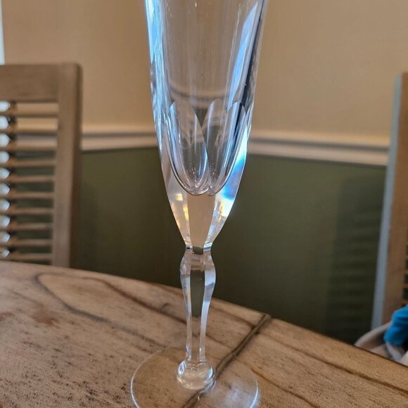 Three Cut Glass Heavy Champagne Flutes 8 1/2 inch high - Picture 9 of 10